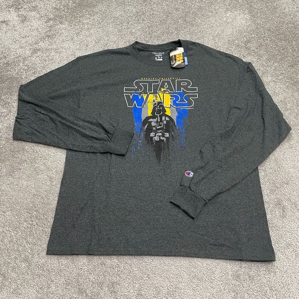 Champion Star Wars Graphic T-Shirt Mens XL Dark Gray Long Sleeve Crew Neck NWT